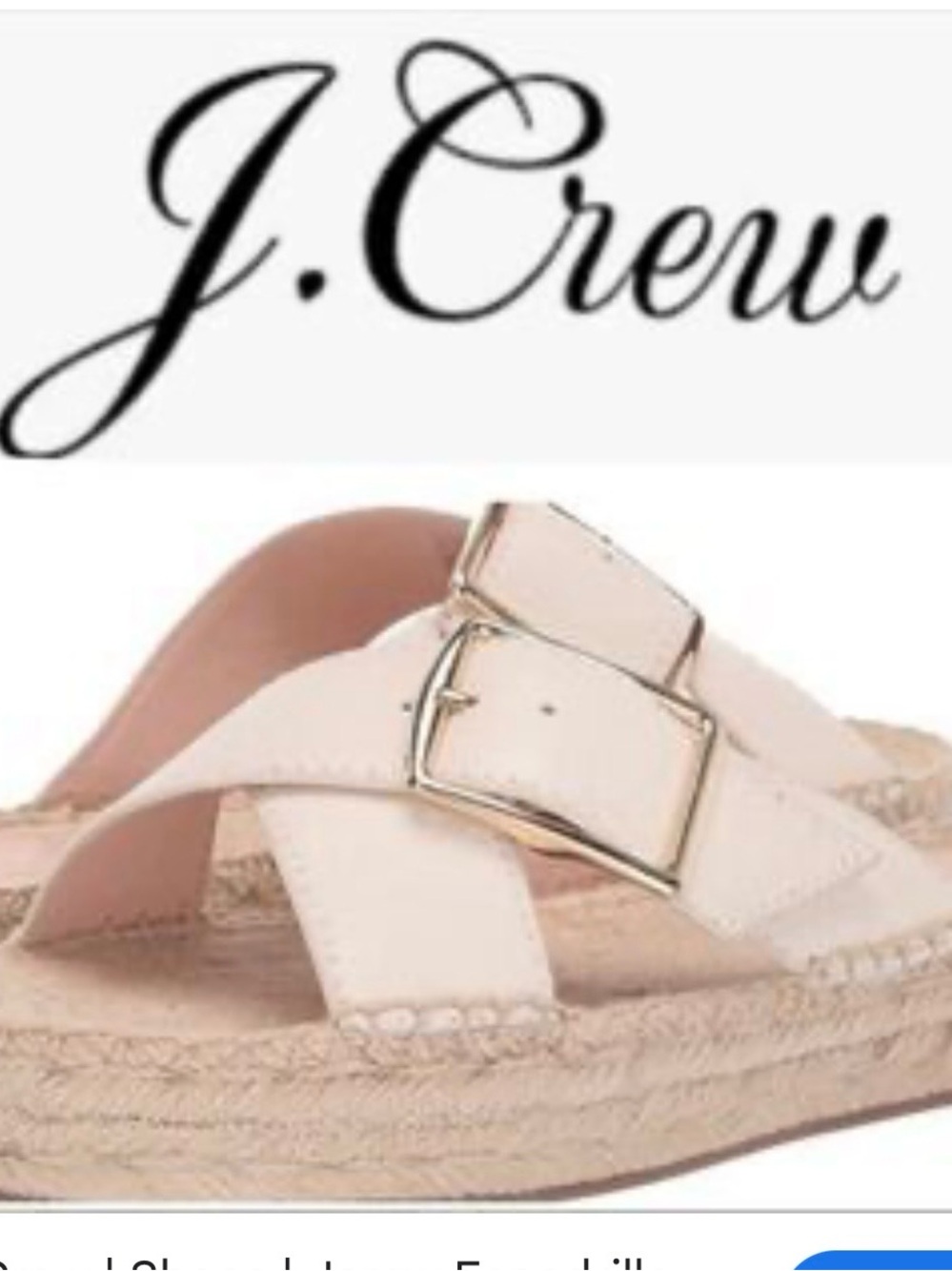 JCrew White Buckle Espadrille Slide Sandals